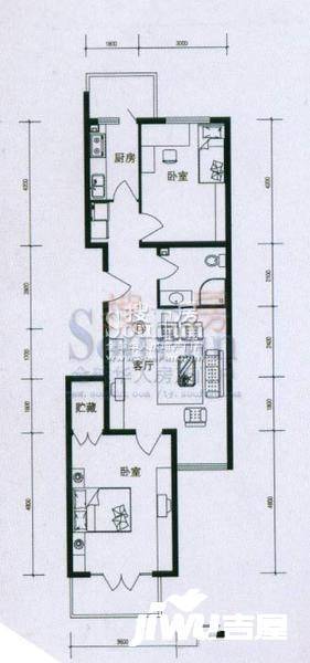 金色年华二期2室1厅1卫95.4㎡户型图