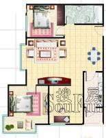 华城3室2厅1卫89.5㎡户型图