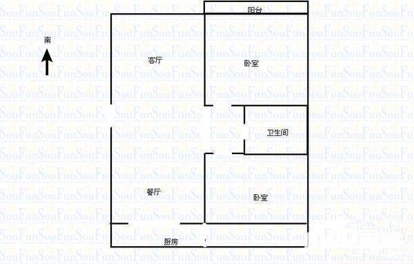 赛马场锦绣苑2室2厅1卫90㎡户型图