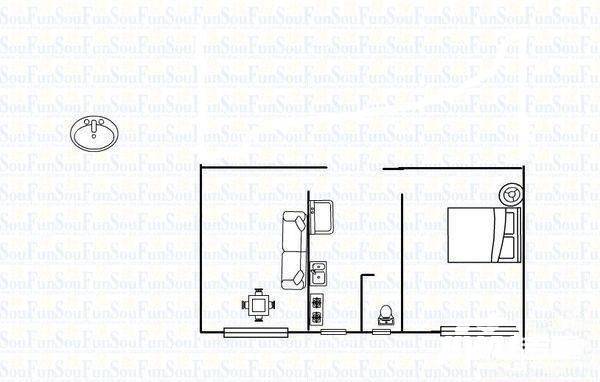 小东门铁路小区1室1厅1卫50㎡户型图