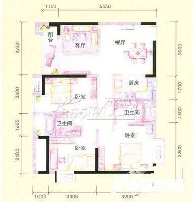 鑫汇苑3室2厅3卫111㎡户型图