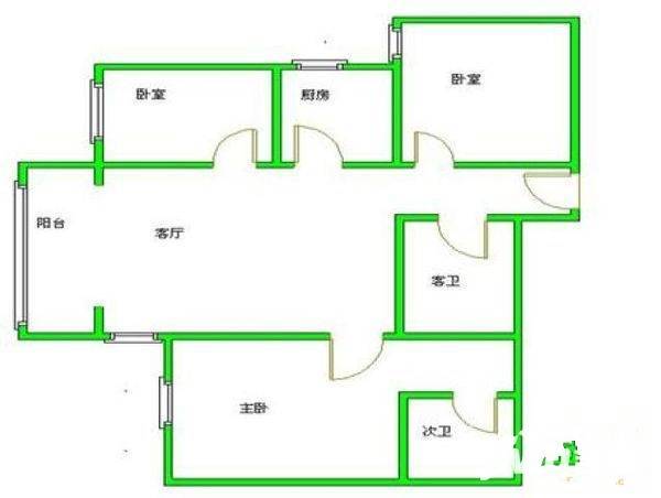 鑫汇苑3室1厅1卫111㎡户型图