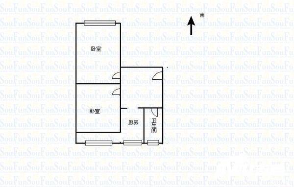 太矿享堂小区2室1厅1卫60㎡户型图