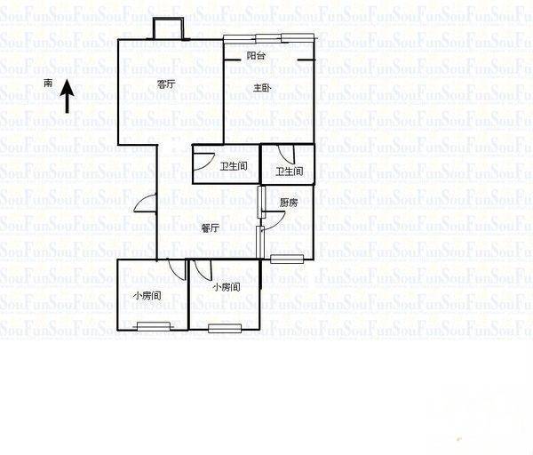 朝阳家园3室2厅2卫136㎡户型图