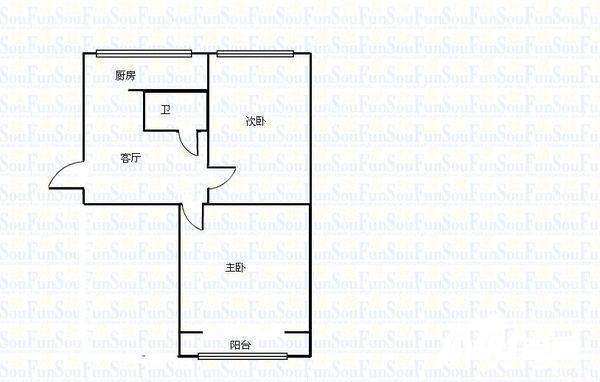 煤气化小区2室1厅1卫65㎡户型图