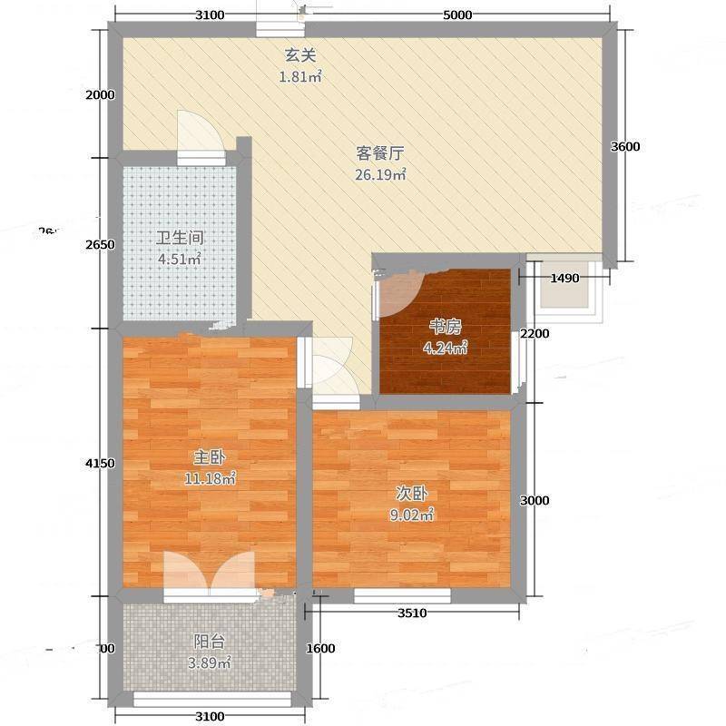 怡然家园3室0厅0卫74㎡户型图