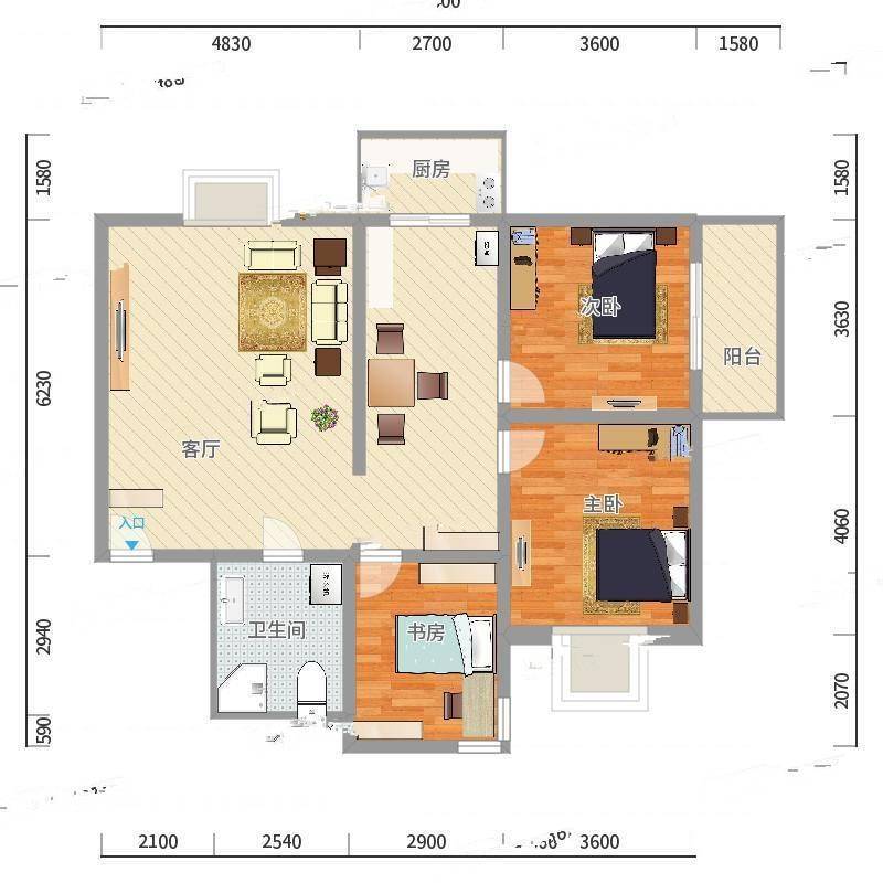 双西公交住宅小区3室0厅0卫128㎡户型图