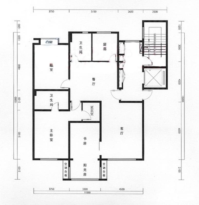 里仁花园三期3室2厅2卫155㎡户型图