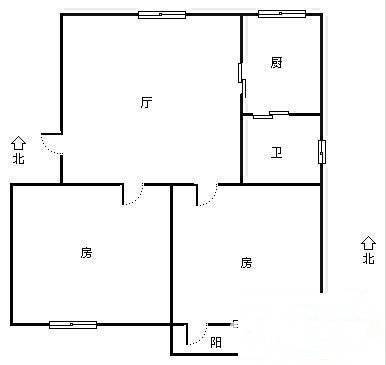 民安新村2室1厅1卫56㎡户型图