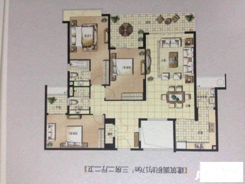 凯德汇豪天下二期3室2厅2卫176㎡户型图