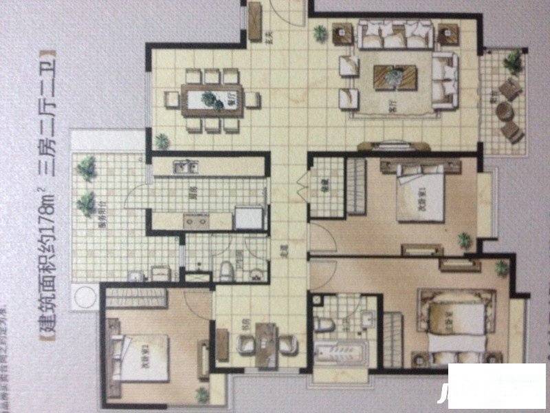 凯德汇豪天下二期3室2厅2卫176㎡户型图