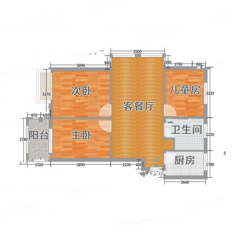 苏家小区3室0厅0卫87㎡户型图