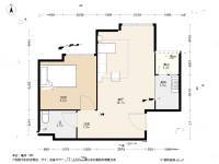 江北万达公寓1室1厅1卫51.4㎡户型图