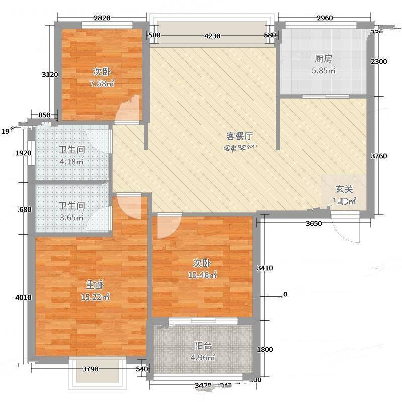 山清轩3室0厅0卫107㎡户型图