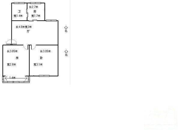 钱东社区2室1厅1卫47㎡户型图