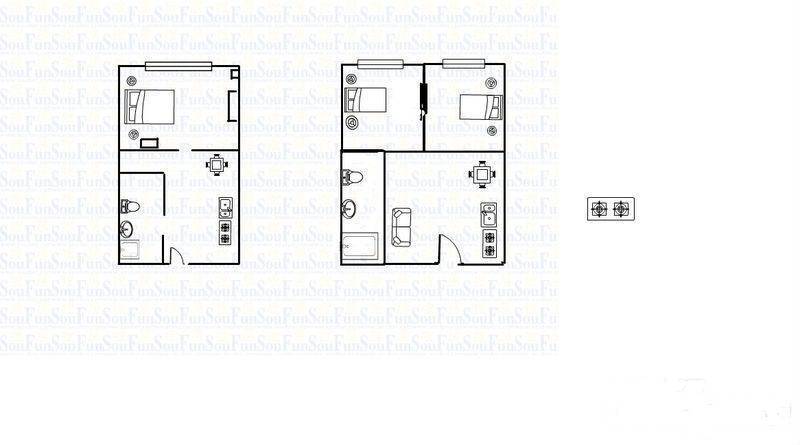 百佳公寓1室1厅1卫30㎡户型图