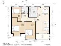 中海国际社区五期3室2厅1卫89㎡户型图