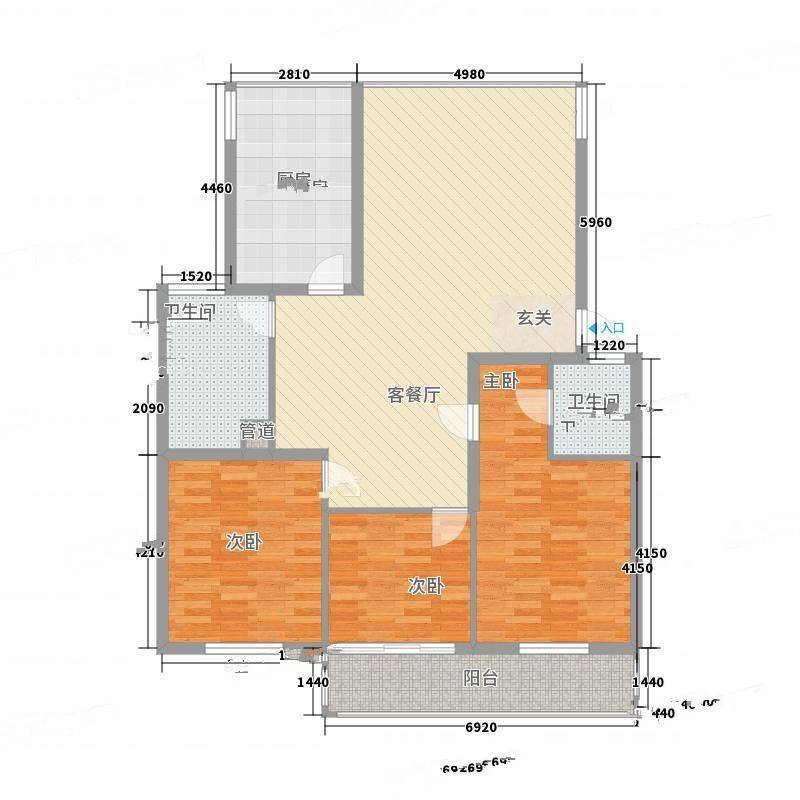 东方苑雅阁3室0厅0卫134㎡户型图