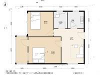 双东坊社区2室1厅1卫56.6㎡户型图