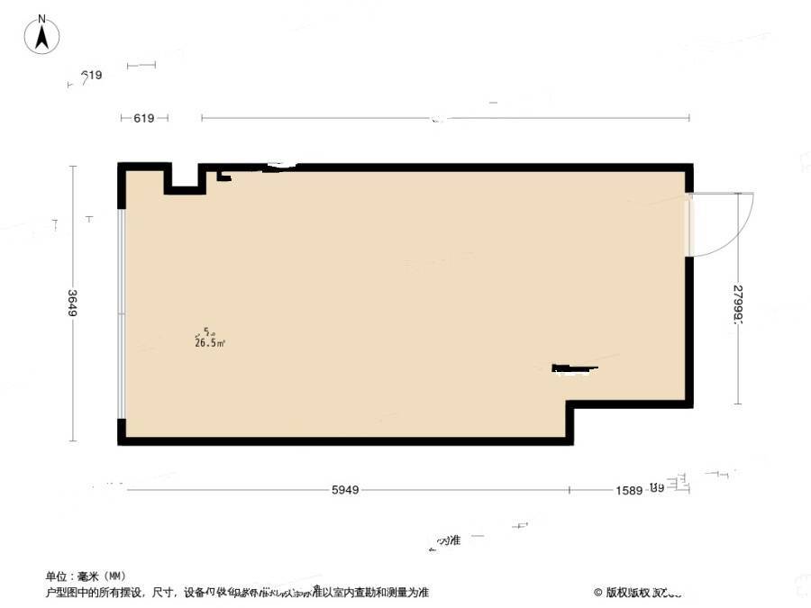 长江国际中心1室1厅1卫49.2㎡户型图