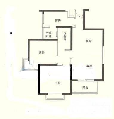 城市风景都市印象2室2厅1卫98㎡户型图