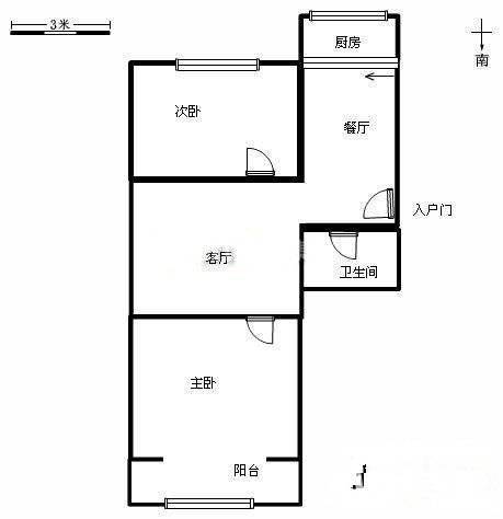 潘家村小区2室2厅1卫72㎡户型图