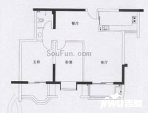 昆明大厦春苑2室2厅1卫113㎡户型图