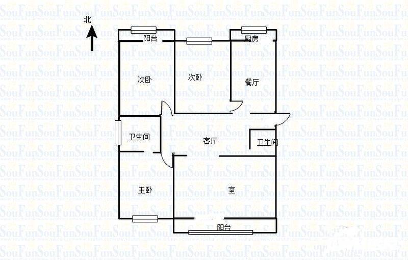 海联小区4室2厅2卫138㎡户型图