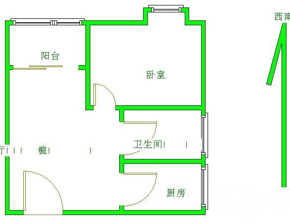 A9公馆1室1厅1卫47㎡户型图