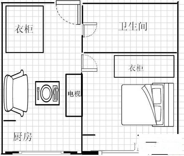 A9公馆1室1厅1卫47㎡户型图