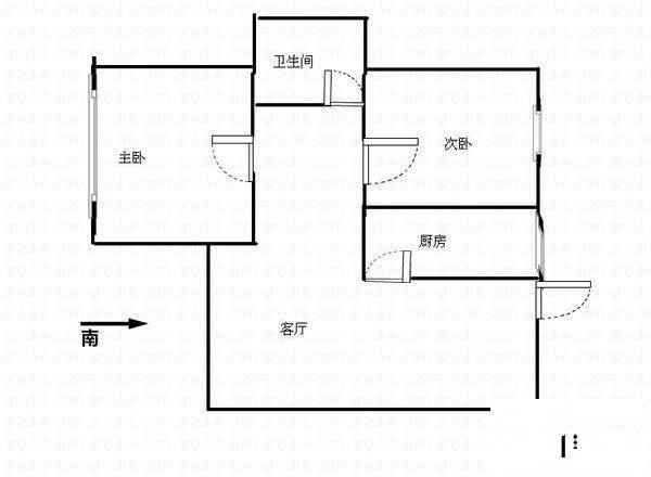 互助路德鑫园小区2室1厅1卫67㎡户型图