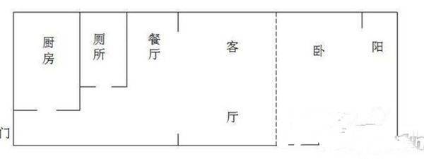 陕建机社区二区1室1厅1卫43㎡户型图