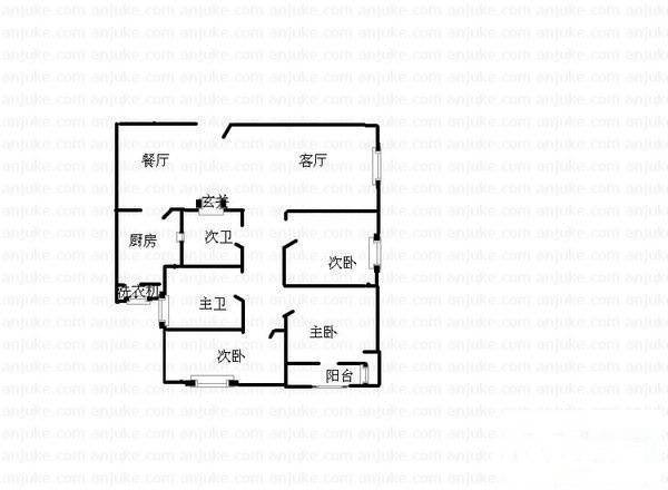 文景小区西区3室2厅2卫127㎡户型图