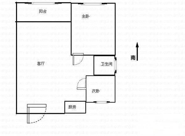 草阳高层2室2厅1卫93㎡户型图