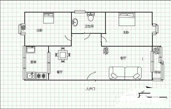 警卫处家属院2室2厅2卫114㎡户型图