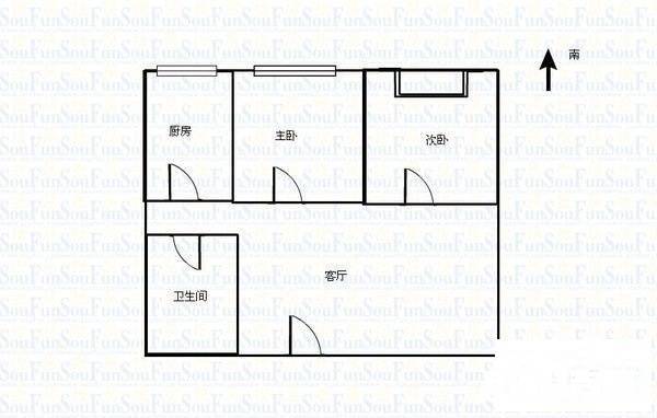 军安商住大厦2室2厅1卫106㎡户型图