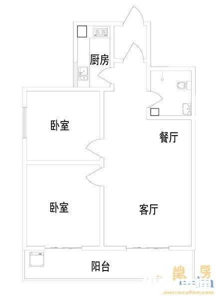 太白庭院2室1厅1卫75㎡户型图