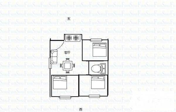 悦明园小区3室2厅2卫122㎡户型图