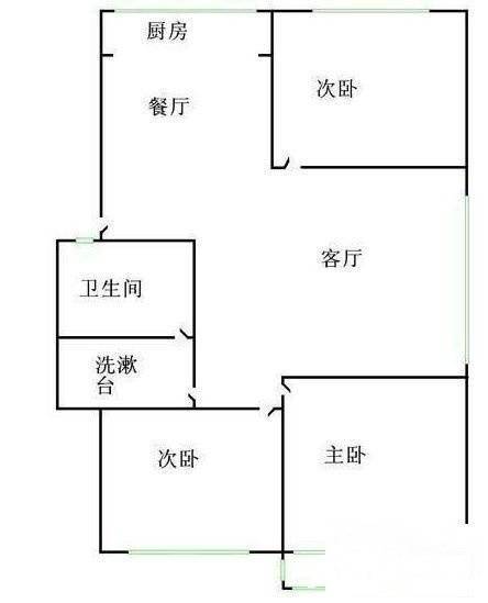 科创小区3室2厅1卫110㎡户型图