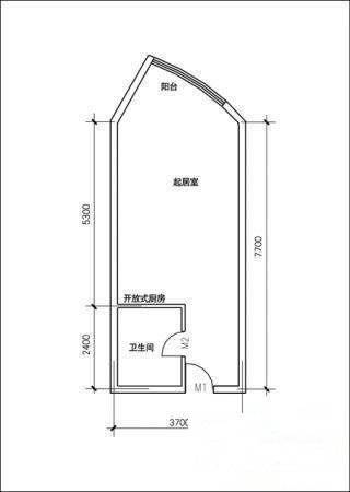 西安高新区创业研发院1室1厅1卫40㎡户型图