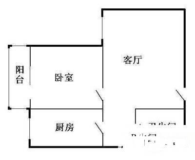 安民里小区1室1厅1卫41㎡户型图