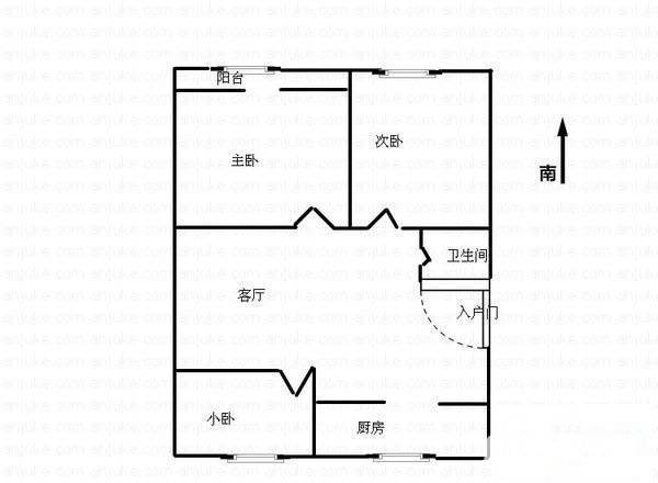 安民里小区3室1厅1卫85㎡户型图