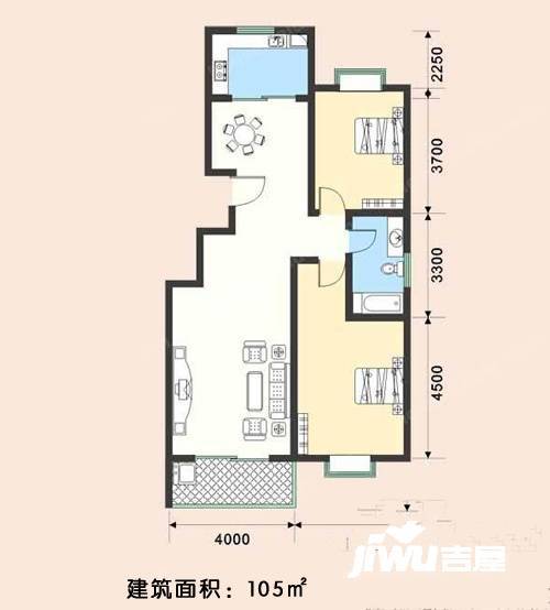 EE康城2室2厅1卫105㎡户型图