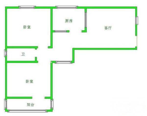 新兴村小区2室1厅1卫80㎡户型图