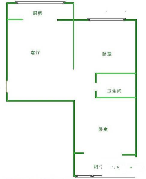 方新村小区2室1厅1卫58㎡户型图