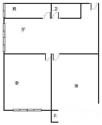 含光家属院2室1厅1卫57㎡户型图