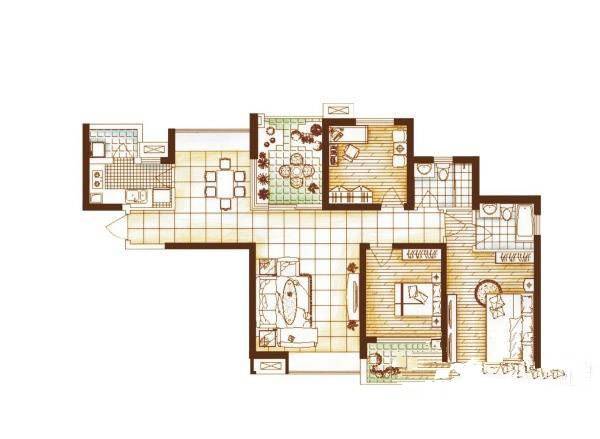 中海观园3室2厅2卫135㎡户型图