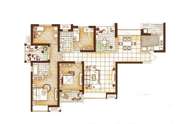 中海观园4室2厅2卫162㎡户型图