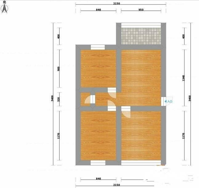 解家巷小区3室1厅1卫76㎡户型图