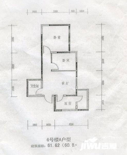 启航0292室1厅1卫60.9㎡户型图